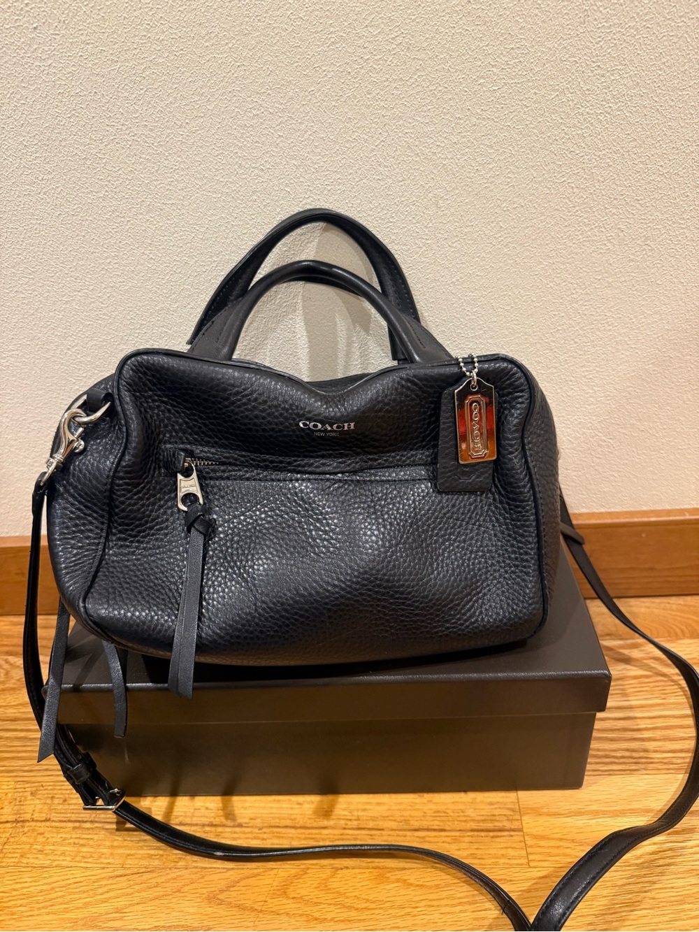 Coach Black Pebbled Leather Shoulder Satchel